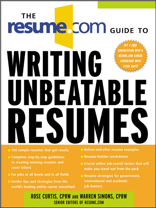 Title details for The Resume.Com Guide to Writing Unbeatable Resumes by Warren Simons - Available